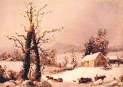 George Henry Durrie Winter Farmyard and Sleigh Sweden oil painting artist